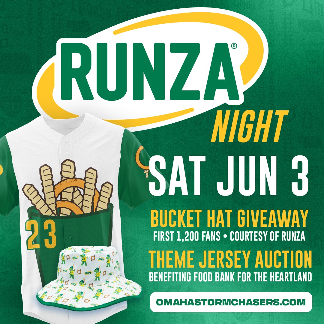Runza night graphic that shows example of Runza jersey and bucket hat