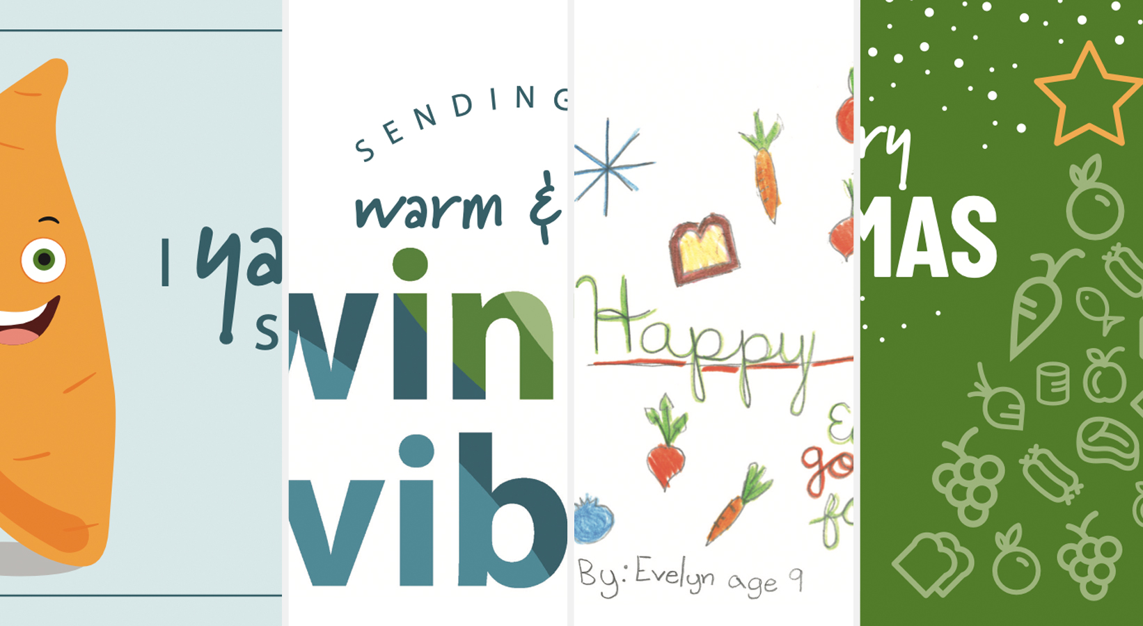 Collage of different Foodies holiday card options