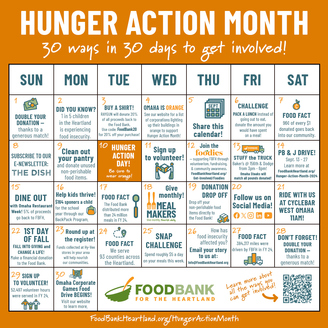 Hunger Action Month Calendar