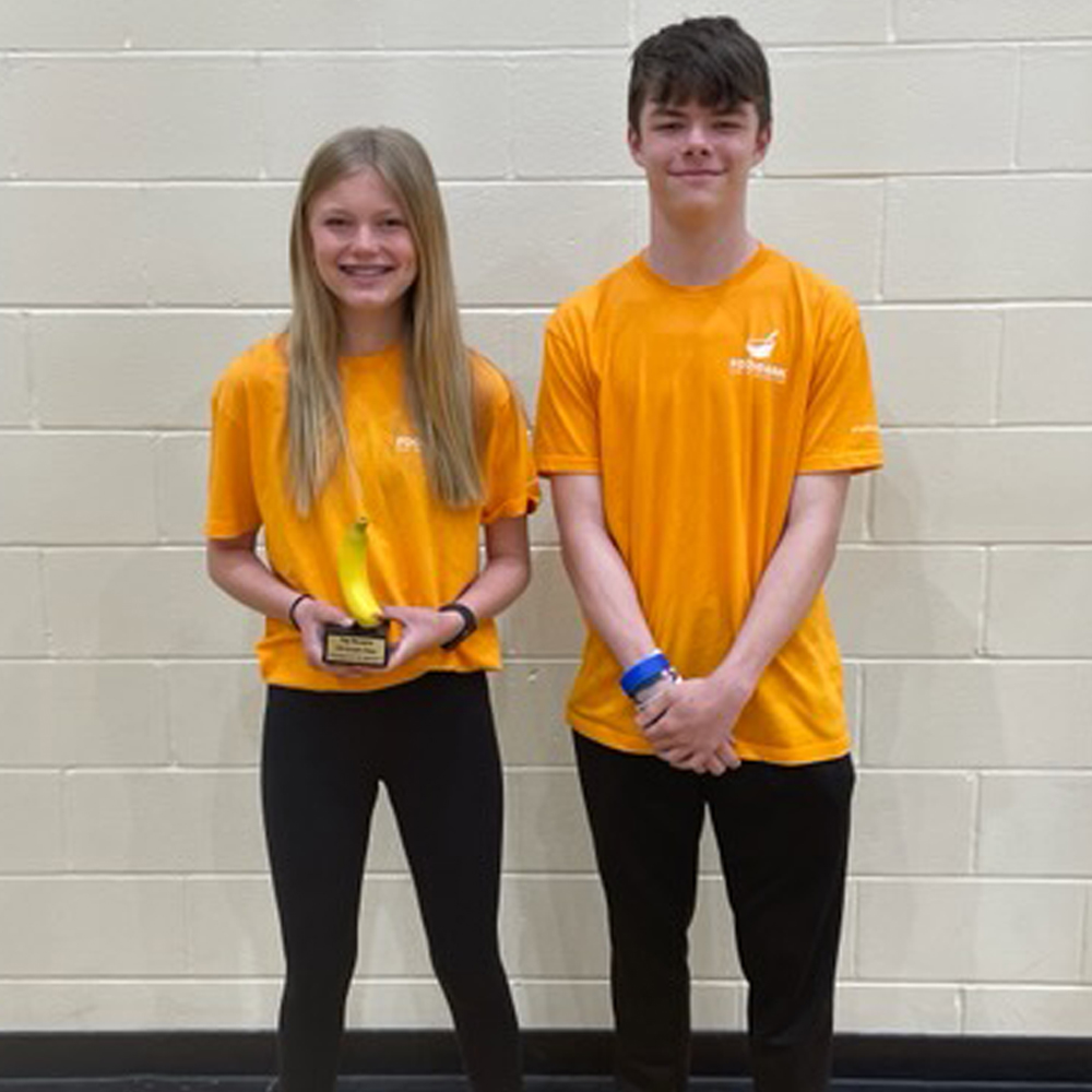 Pictured are Sophia Franzluebbers, a 7th grader at Elkhorn Valley Middle School and Brody Kennison, an 8th-grader at Elkhorn Ridge Middle School. Both students helped lead the fundraiser at their schools.