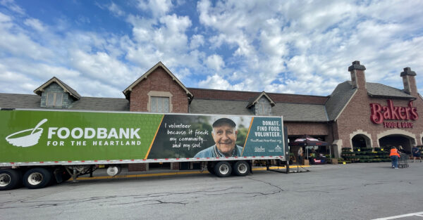 Photo of Food Bank for the Heartland truck in front of Baker's